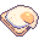 pixel art of fried egg on bread